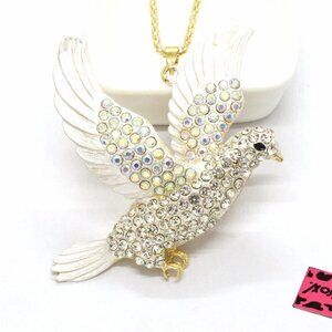 Betsey Johnson White Rhinestone Pendant Necklace